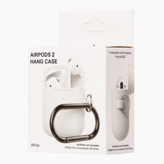 Силиконовый чехол с карабином для AirPods 1/2 White